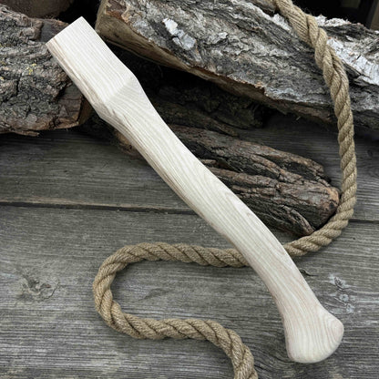 Ash wood axe handle with red oak wedges, 42 cm length