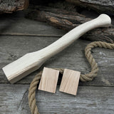 Ash wood axe handle with red oak wedges, 42 cm length
