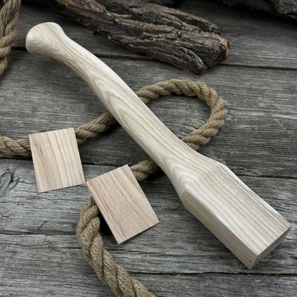 Ash wood axe handle with red oak wedges, 42 cm length