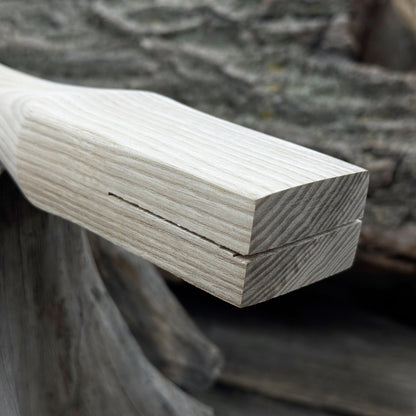 Ash wood axe handle with red oak wedges, 42 cm length