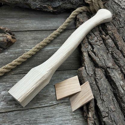 Ash wood axe handle with red oak wedges, 42 cm length