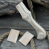 Ash wood handle for adze or axe, 23 cm long, with two red oak wedges
