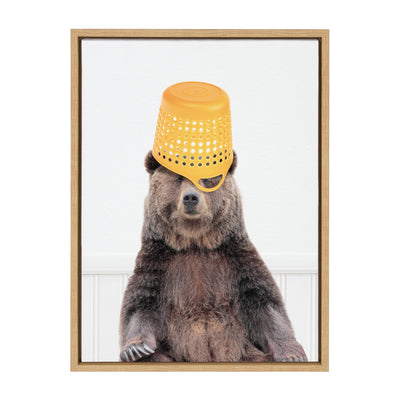 Sylvie Basket Case Bear Framed Canvas by kateandlaurel - product image 2 for Resin Society