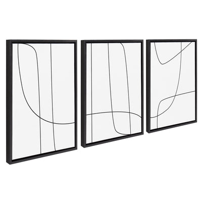 Sylvie Modern Line Abstract Black and White Framed Canvas Set by kateandlaurel - product image 8 for Resin Society