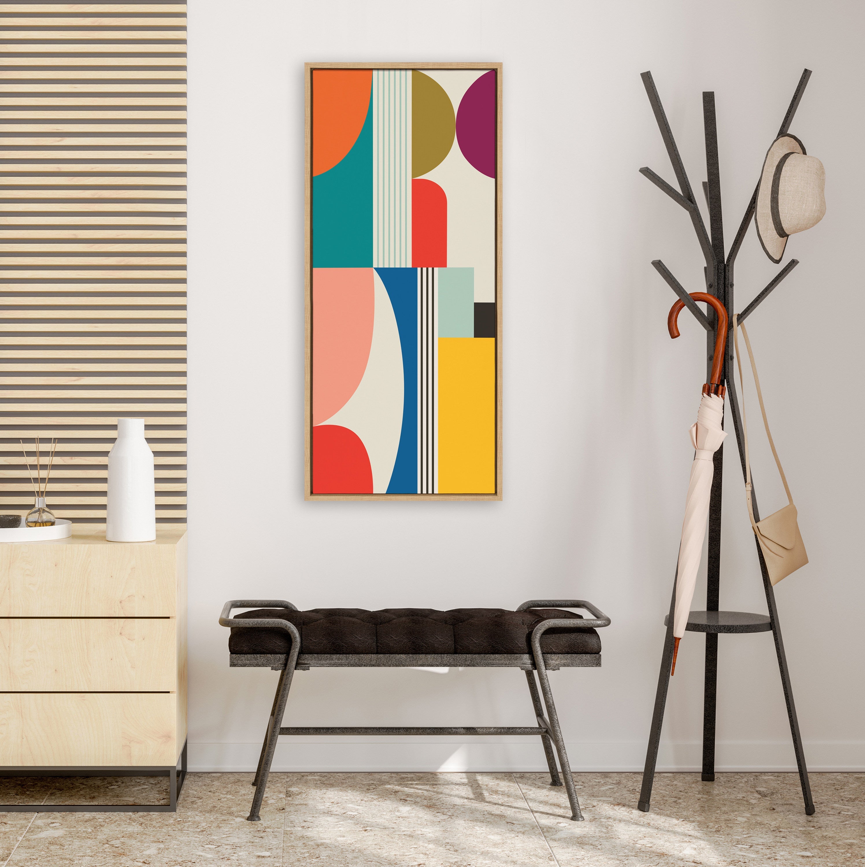 Sylvie Mid Century Modern Pattern Framed Canvas