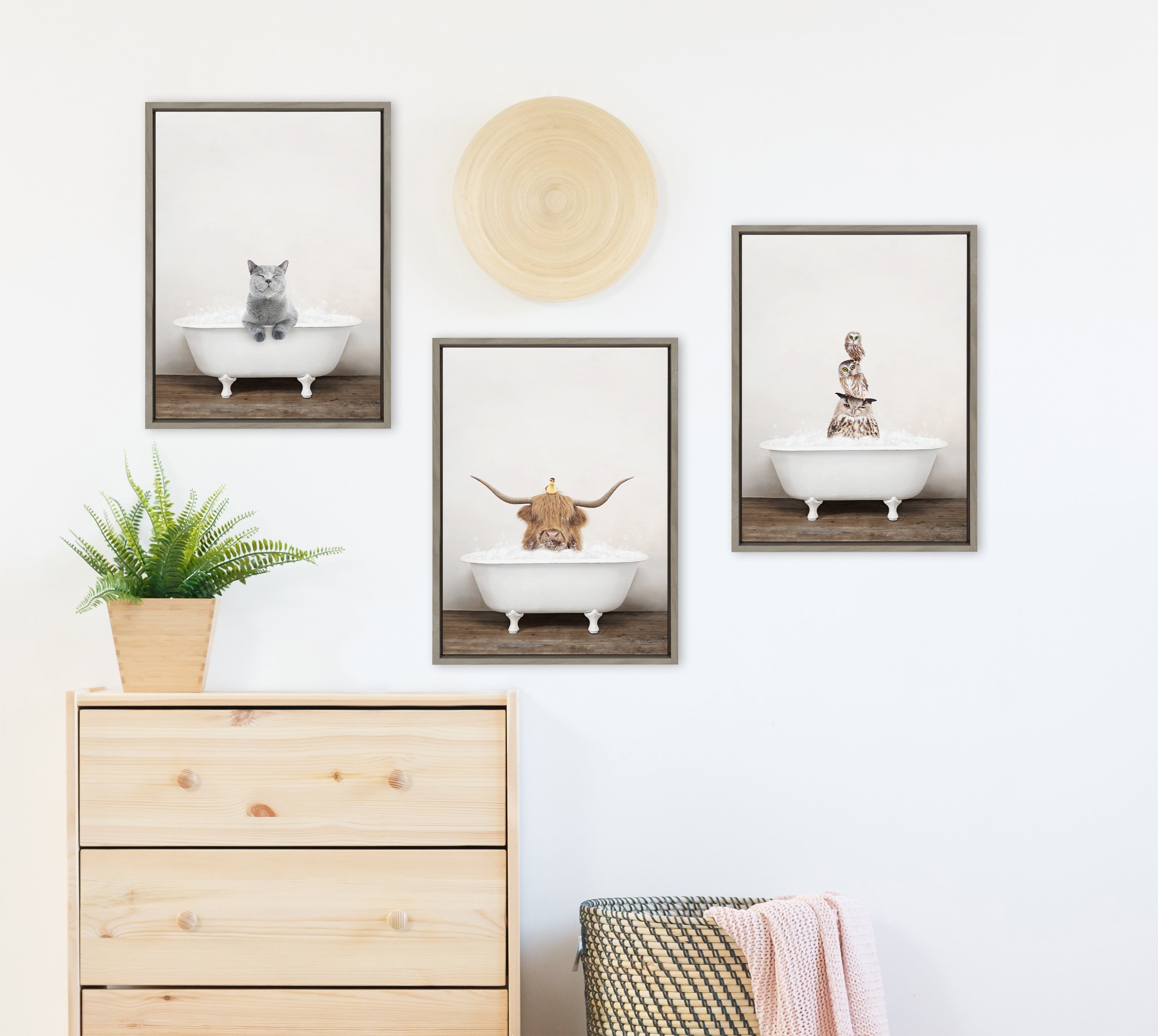 Sylvie Cat in Rustic Bath Framed Canvas by kateandlaurel - product image 5 for Resin Society