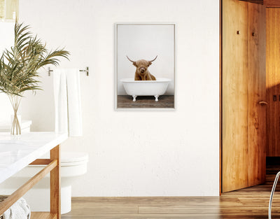 Sylvie Highland Cow in Tub Color Framed Canvas by kateandlaurel - product image 4 for Resin Society