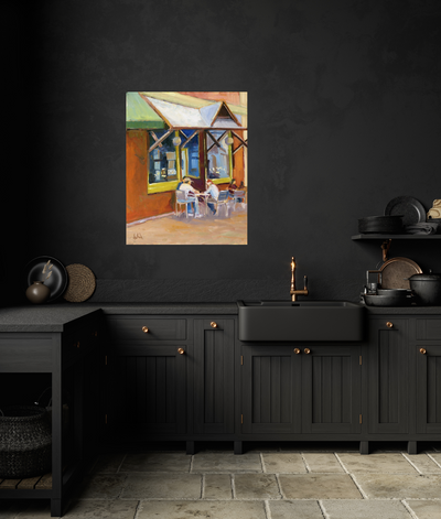 Athens Cafe Artist Enhanced Canvas Print by John Beard Collection - product image 2 for Resin Society
