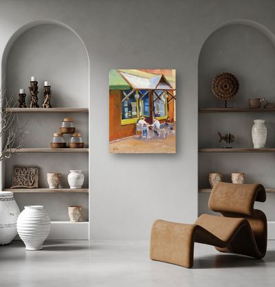 Athens Cafe Artist Enhanced Canvas Print by John Beard Collection - product image 4 for Resin Society