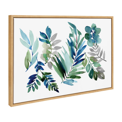Sylvie Tropic Leaves Blue Framed Canvas by kateandlaurel - product image 10 for Resin Society