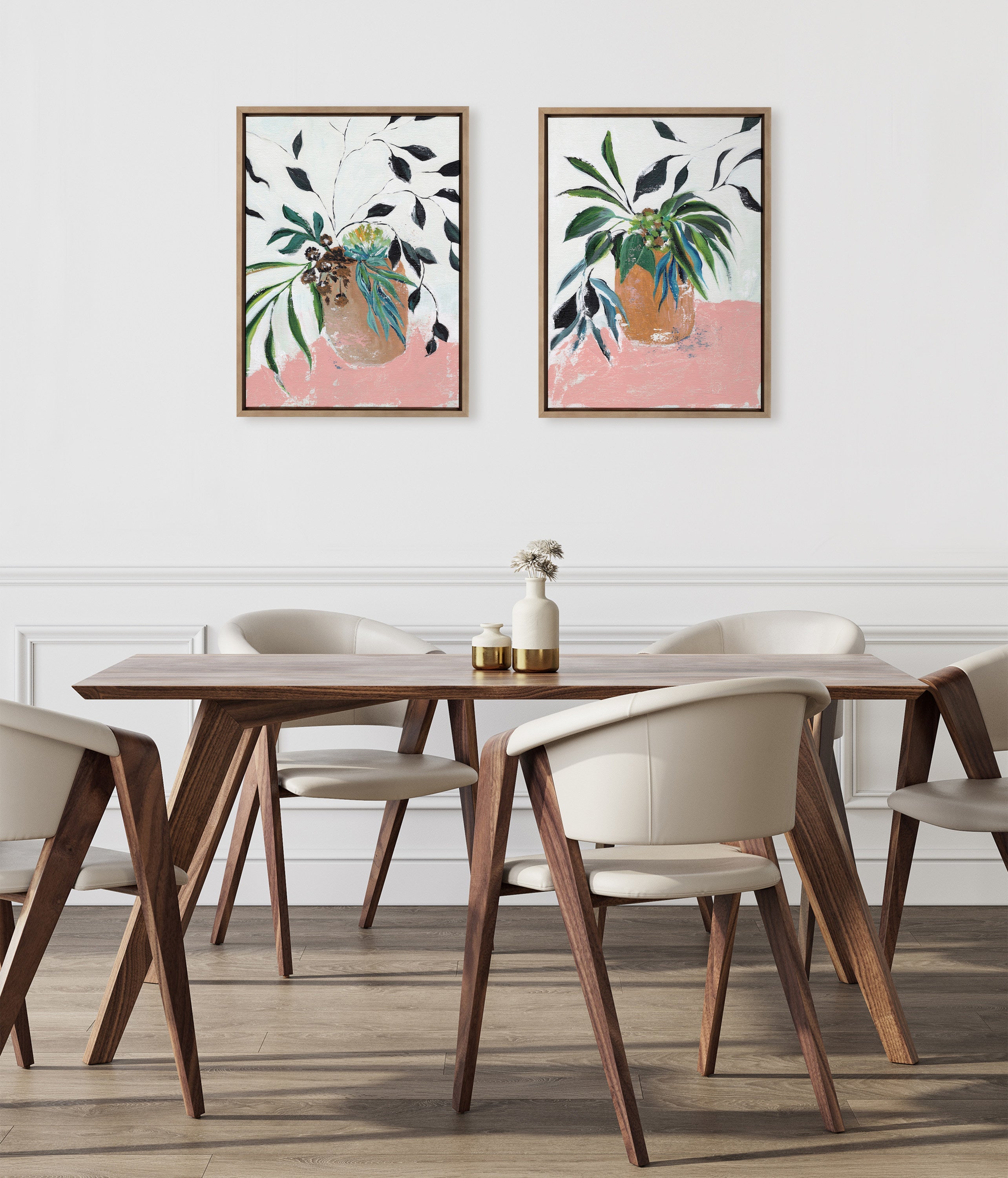 Sylvie Wild Foliage l and II Framed Canvas Art Set by Nikita Jariwala