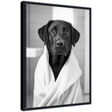 Sylvie Black Lab framed canvas art in black and white with modern polystyrene frame