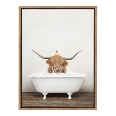 Sylvie Highland Cow and Duckling in Rustic Bath Framed Canvas by kateandlaurel - product image 8 for Resin Society