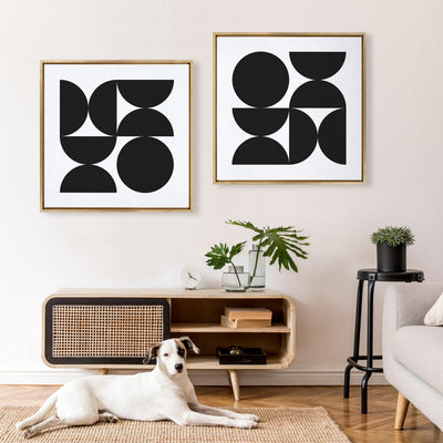 Sylvie Bold Vintage Geometric Black and White Framed Canvas by kateandlaurel - product image 5 for Resin Society