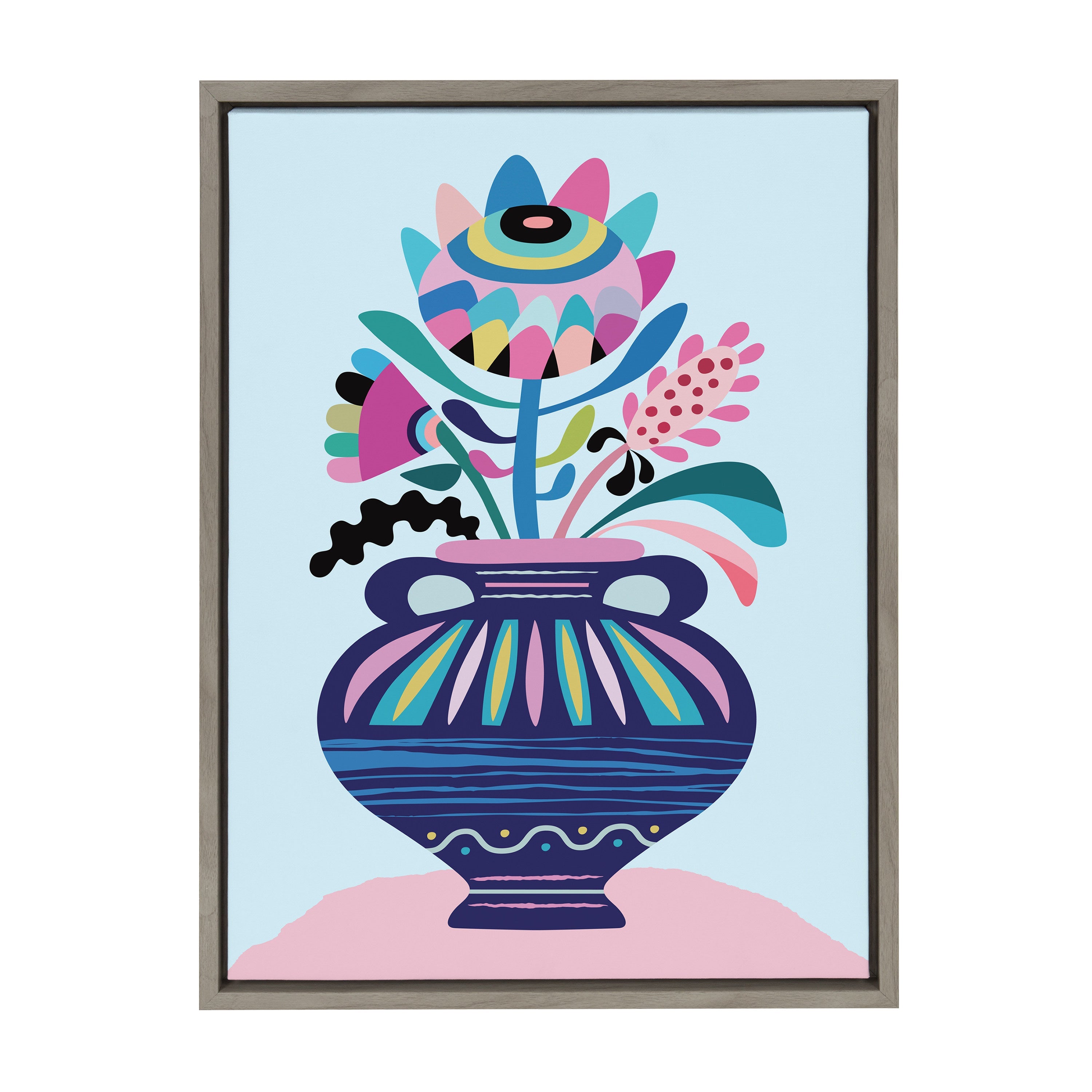 Sylvie Mid Century Modern Whimsical Floral Framed Canvas by kateandlaurel - product image 7 for Resin Society
