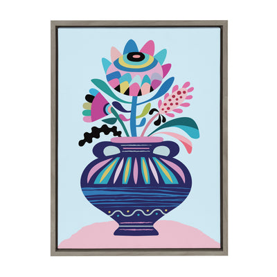 Sylvie Mid Century Modern Whimsical Floral Framed Canvas by kateandlaurel - product image 7 for Resin Society