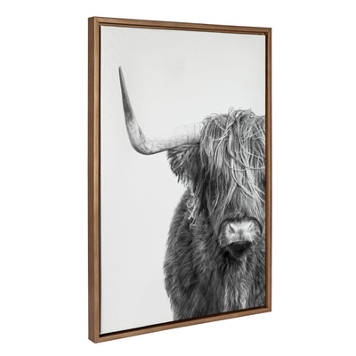 Sylvie B&W Highland Cow No. 1 Framed Canvas by Amy Peterson Art Studio