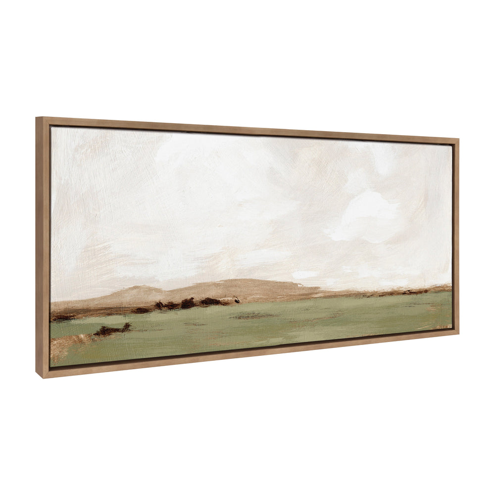 Sylvie Rest No 2 floating framed canvas showing abstract fluid composition in soft muted colors