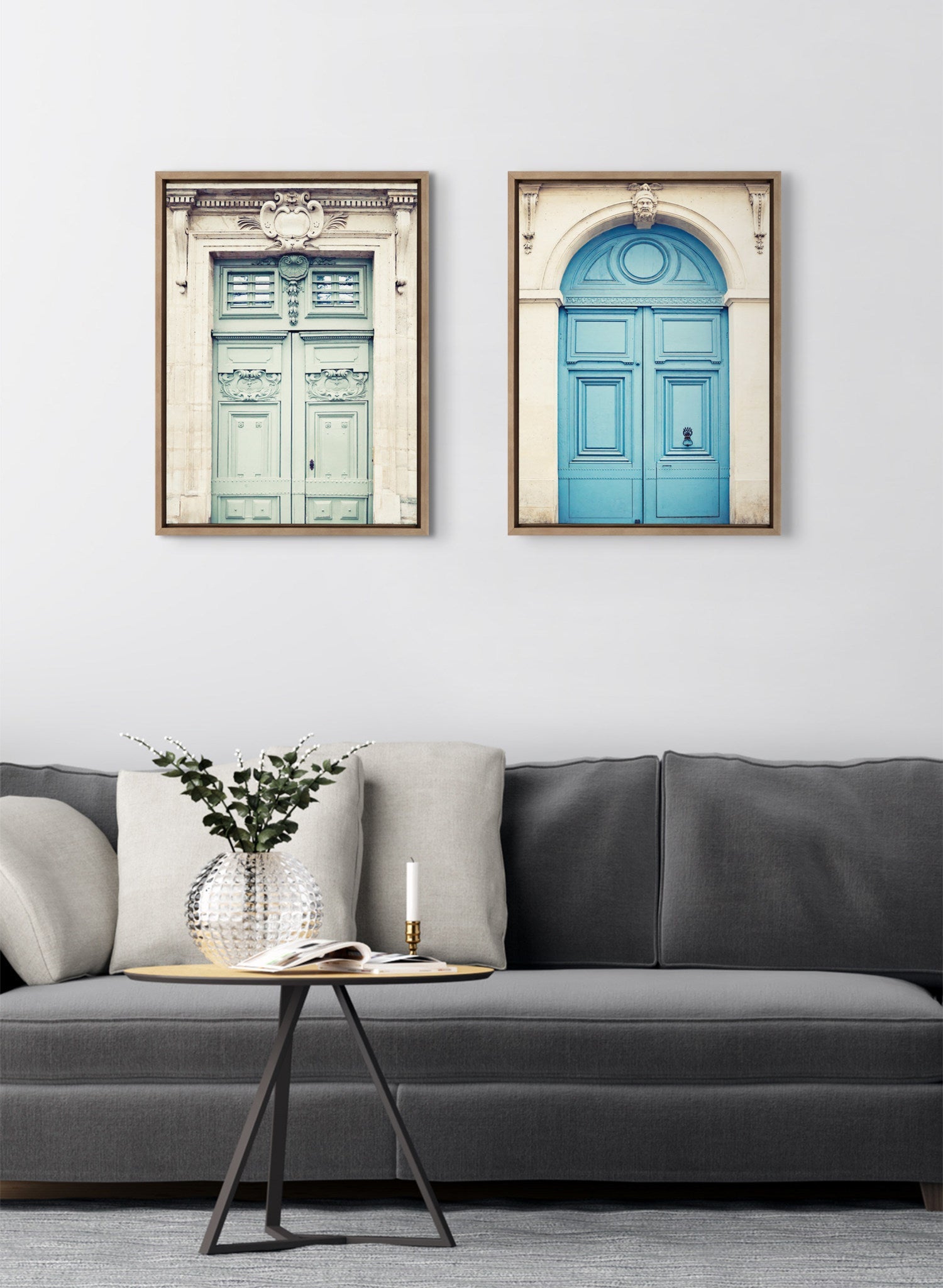 Sylvie Classic Parisian Door and Blue Paris Door Framed Canvas Art Set by Caroline Mint