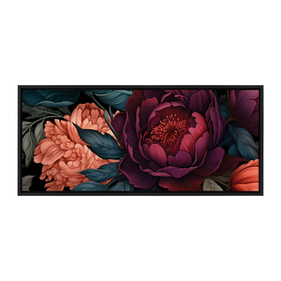 Sylvie Dark Academia Floral in Rich Jewel Tones Framed Canvas by The Creative Bunch Studio