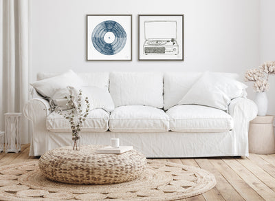 Sylvie Record Blue Framed Canvas by kateandlaurel - product image 14 for Resin Society