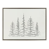 Sylvie Minimalist Evergreen Trees Sketch Framed Canvas
