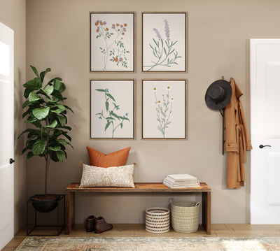 Sylvie Delicate Illustrated Red and Purple Wildflowers Framed Canvas by kateandlaurel - product image 6 for Resin Society