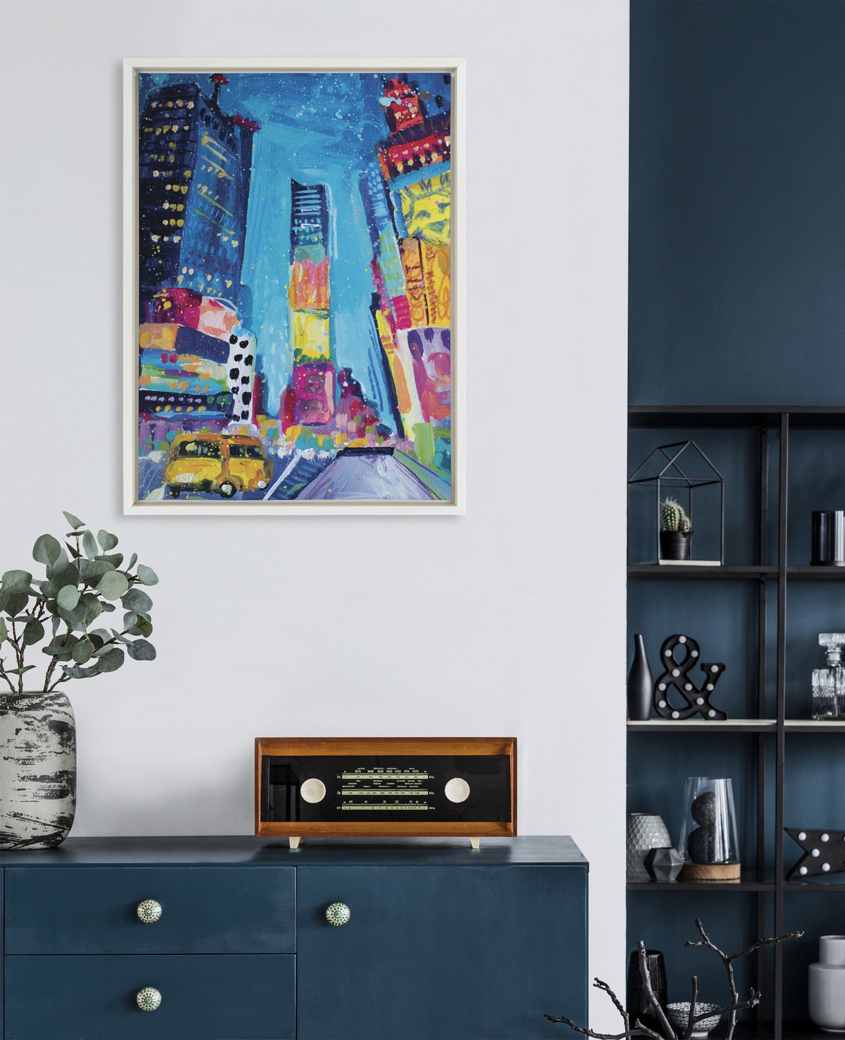 Sylvie Time Square Study No 4 Framed Canvas by Rachel Christopoulos by kateandlaurel - product image 5 for Resin Society