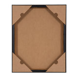 Rectangular black frame with brown cardboard corner protectors covering a blank backing board, photographed against a white background.
