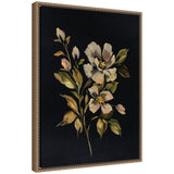 Sylvie Moody Floral 7 framed canvas art showing a floral arrangement printed on gallery-wrapped canvas with vintage beaded frame