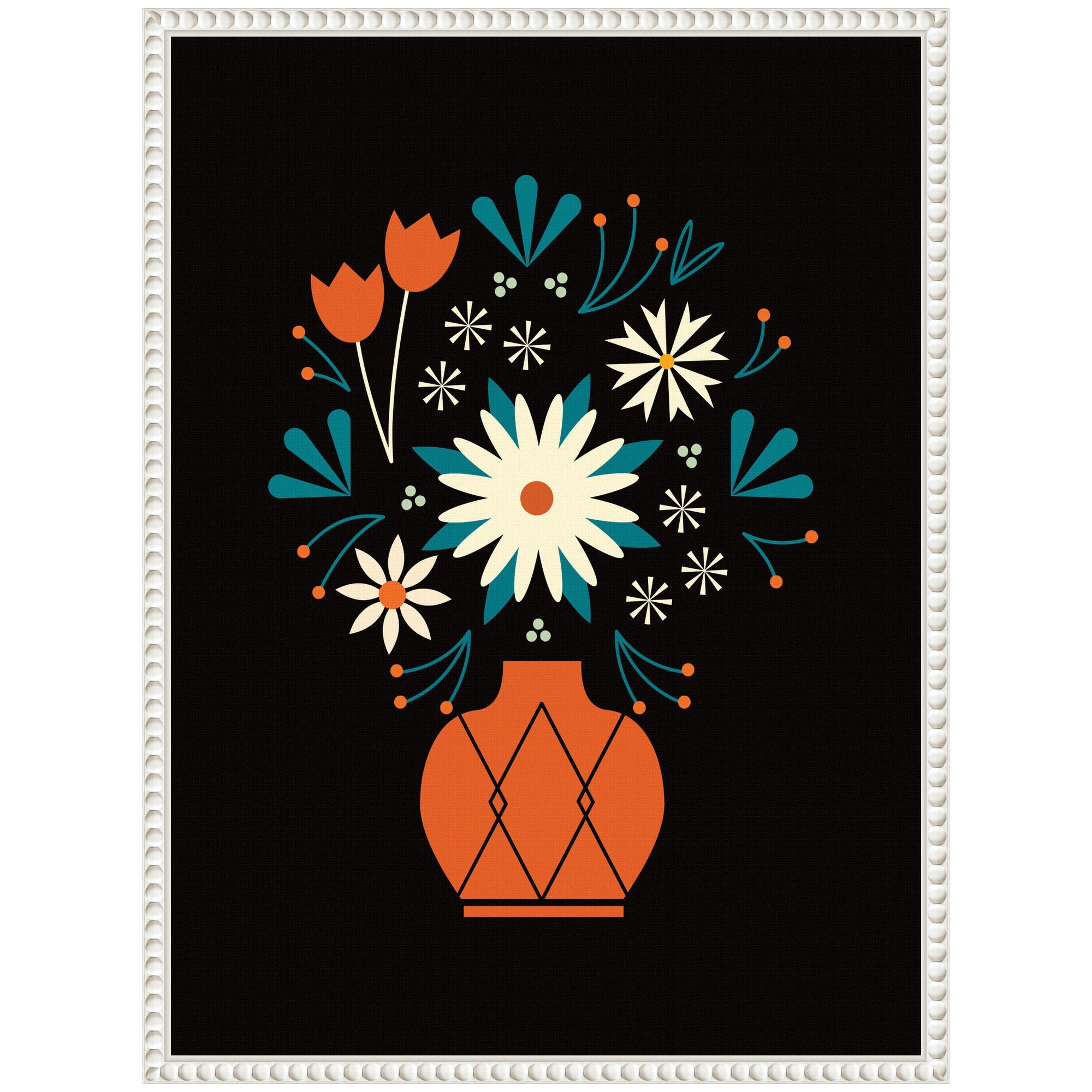 Sylvie Floral Red Vase Framed Canvas by Amber Leaders