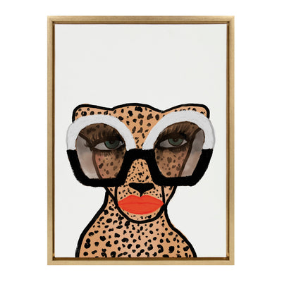 Sylvie Cheetah 4 Framed Canvas by Kendra Dandy of Bouffants and Broken Hearts