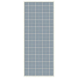 Rectangular pinboard with light blue fabric and white grid lines, enclosed in a simple off-white frame, shown from the front.