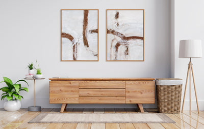 Sylvie Beaded Pathways of Time I and II Framed Canvas Art Set by Nikita Jariwala