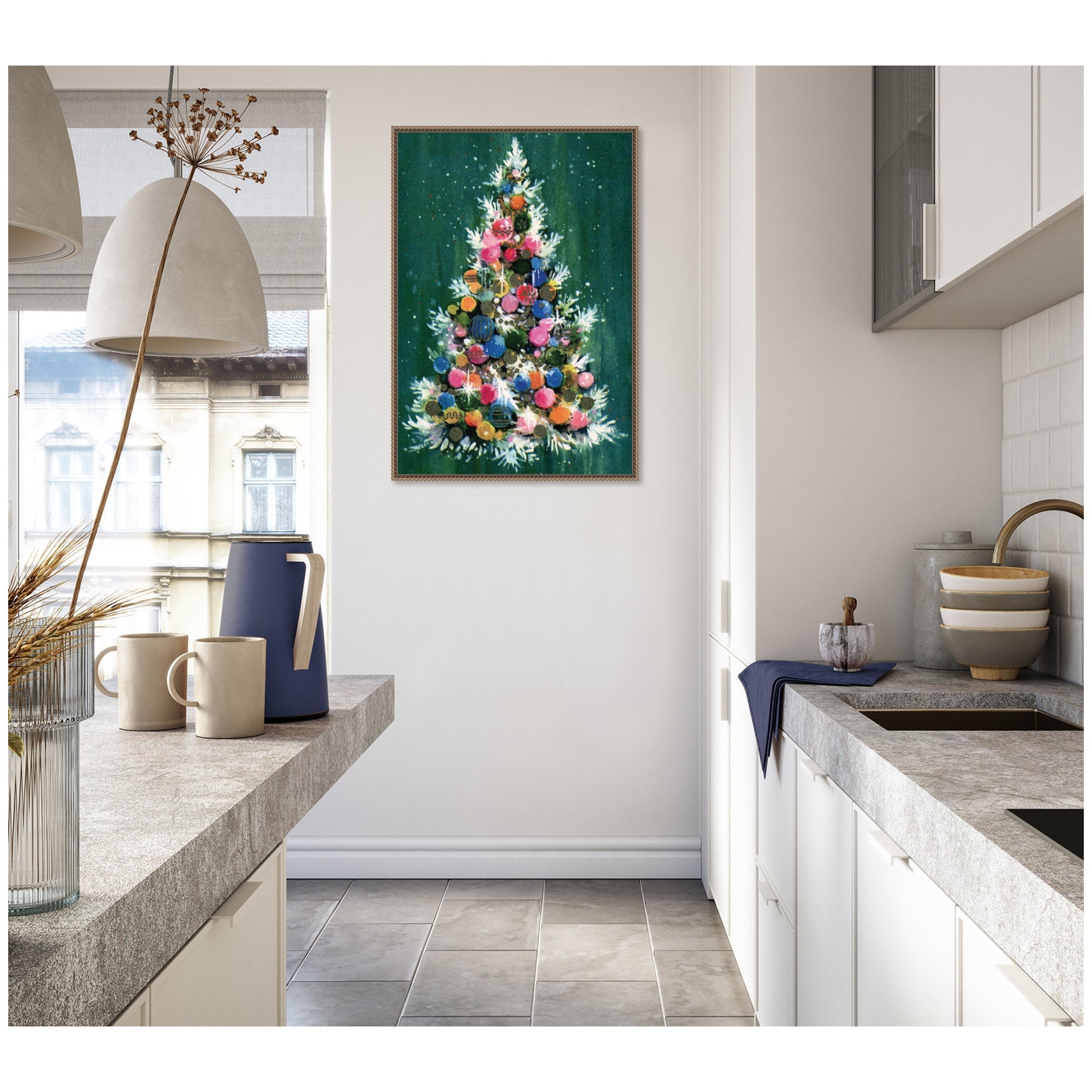 Sylvie Beaded Christmas Tree Framed Canvas