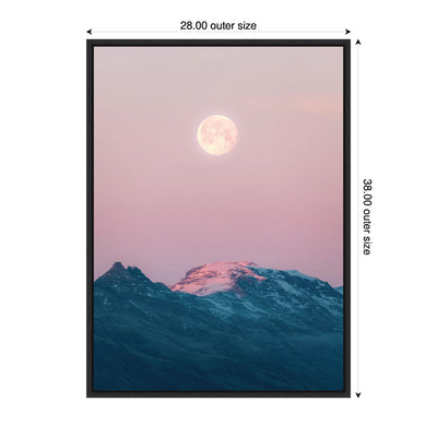Sylvie Pastel Moonrise over Icelandic Mountains Framed Canvas by Michael Schauer