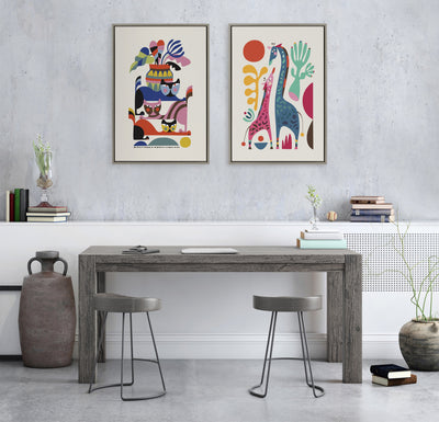 Sylvie Giraffe Love Framed Canvas