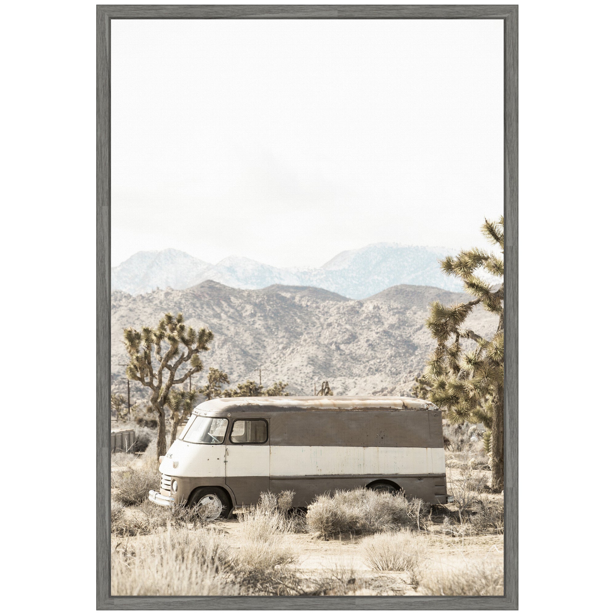Sylvie Rustic Desert Vintage Van in Joshua Tree Framed Canvas by Saint and Sailor Studios