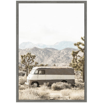 Sylvie Rustic Desert Vintage Van in Joshua Tree Framed Canvas by Saint and Sailor Studios