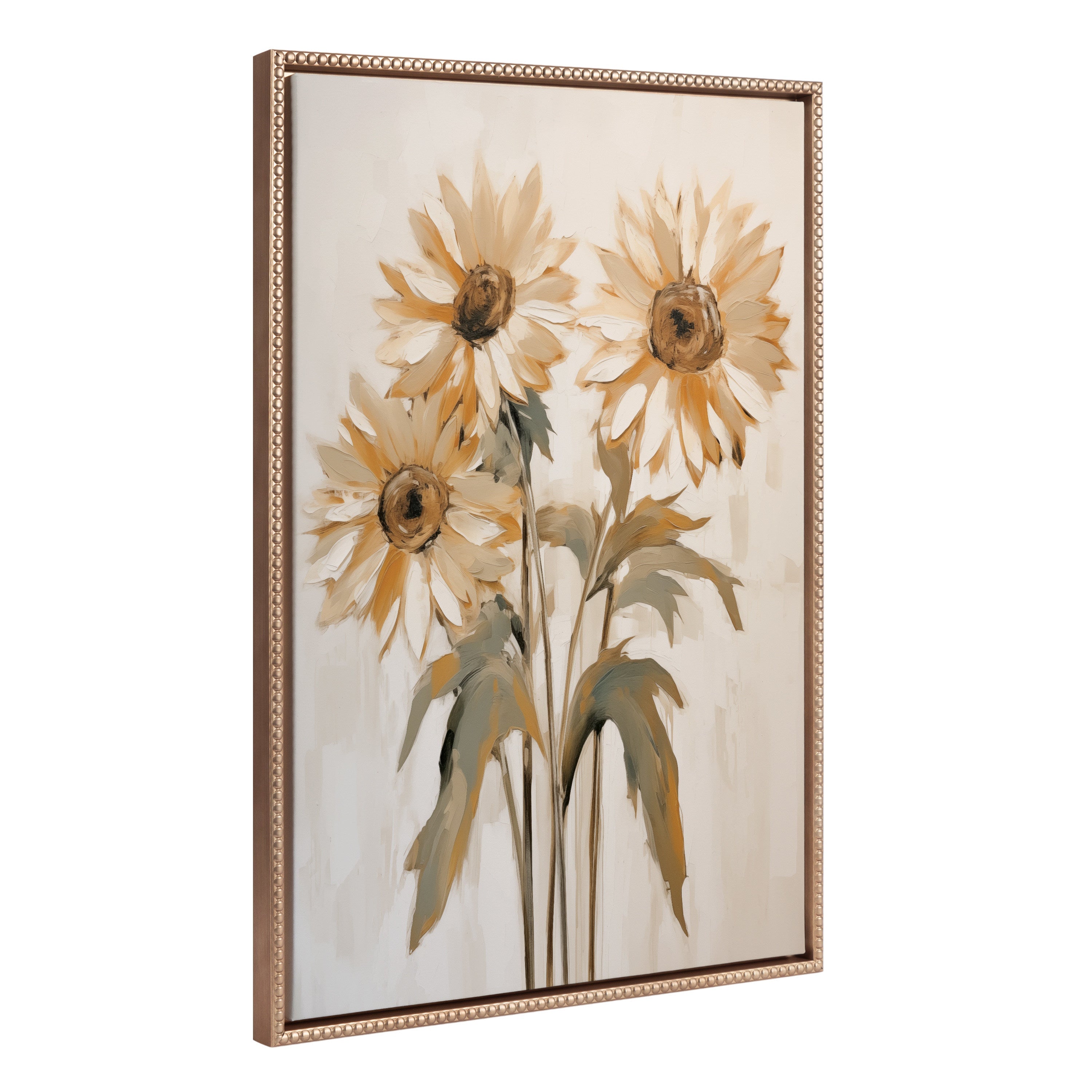 Sylvie Beaded Soft Sunflowers Framed Canvas by The Creative Bunch Studio