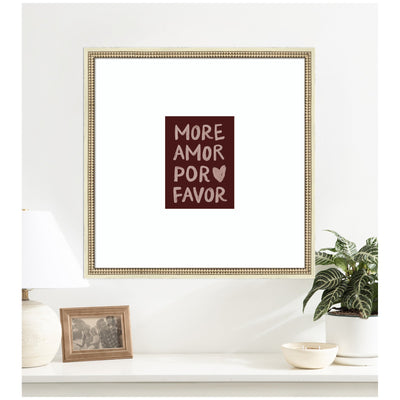 More Amor Por Favor Hand Painted Typography Maroon by Lucky Guava Framed Wall Art Print