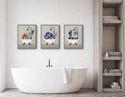 Blake Mid Century Modern Llama in the Tub Framed Printed Glass by kateandlaurel - product image 7 for Resin Society