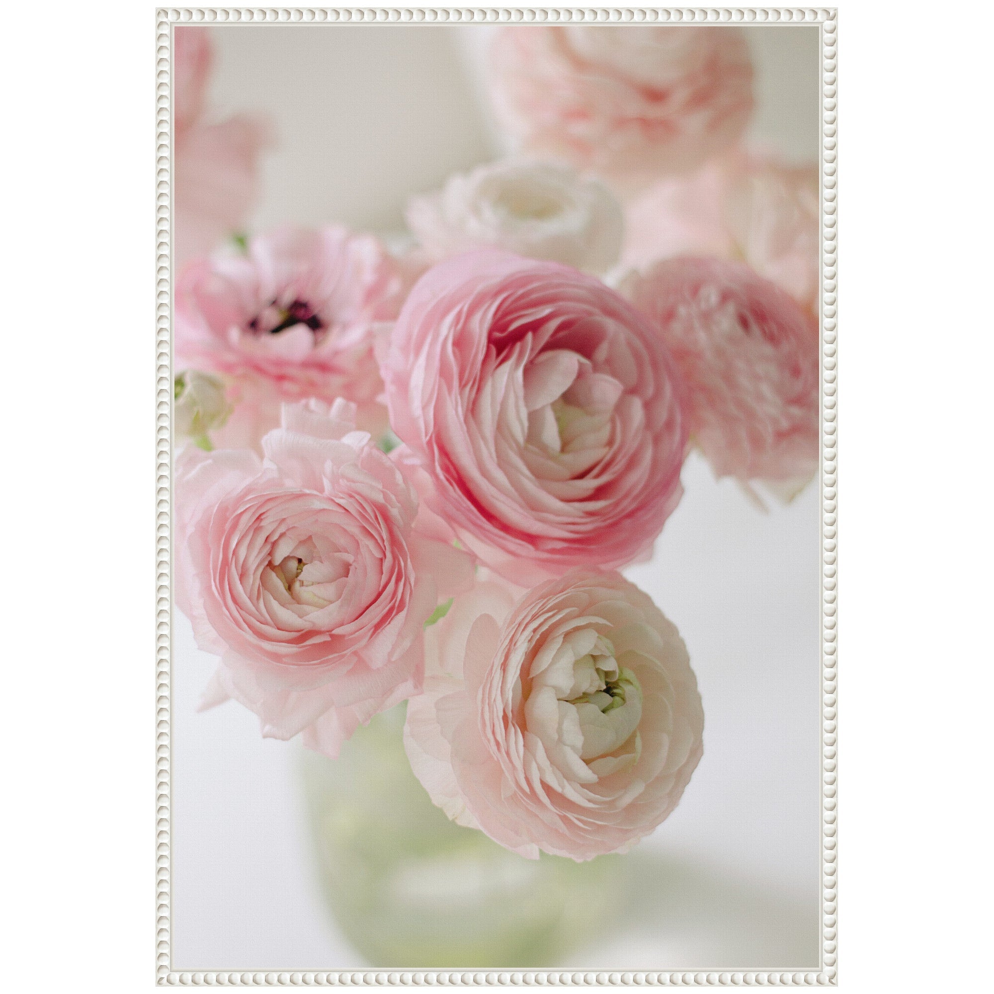 Sylvie Delicate Pink Ranunculus Flower Bouquet Framed Canvas by Kristy Campbell