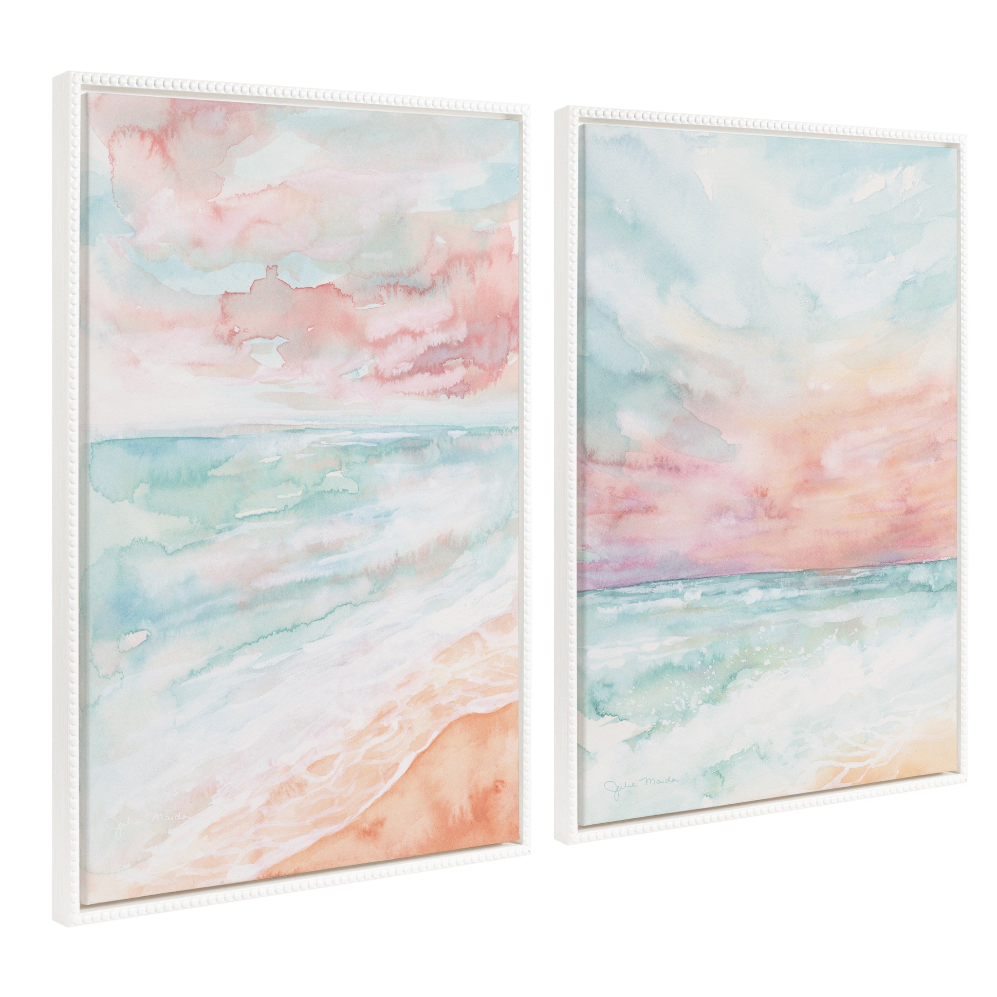 Sylvie Beaded All is Calm and Sky and Sea Framed Canvas Art Set by Julie Maida