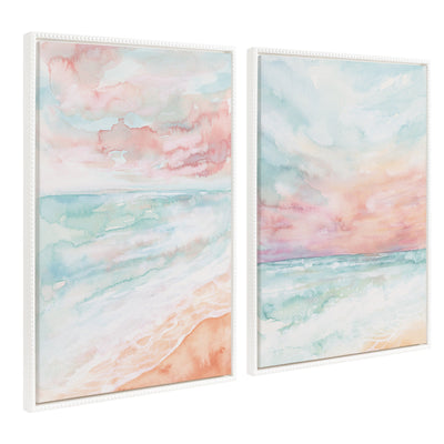 Sylvie Beaded All is Calm and Sky and Sea Framed Canvas Art Set by Julie Maida