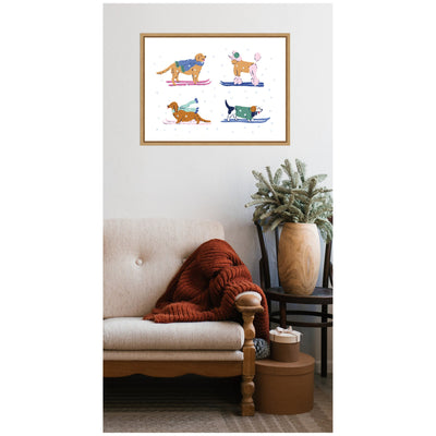 Sylvie Framed Canvas Ski Dogs 1 by Krissy Mast