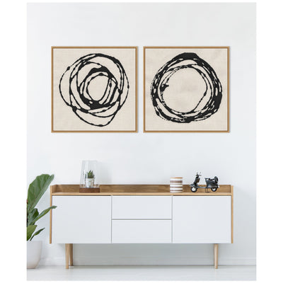 Sylvie Flowing Circle Abstracts - 2 Piece Framed Canvas Art Set