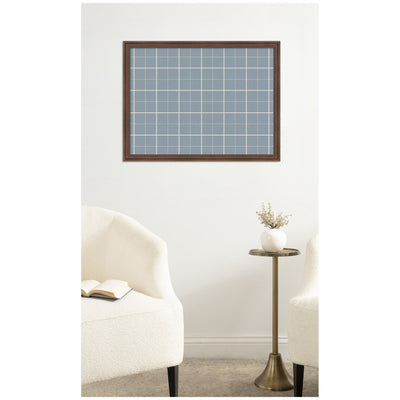 Framed Fabric Pinboard Light Blue Plaid Wall Organization