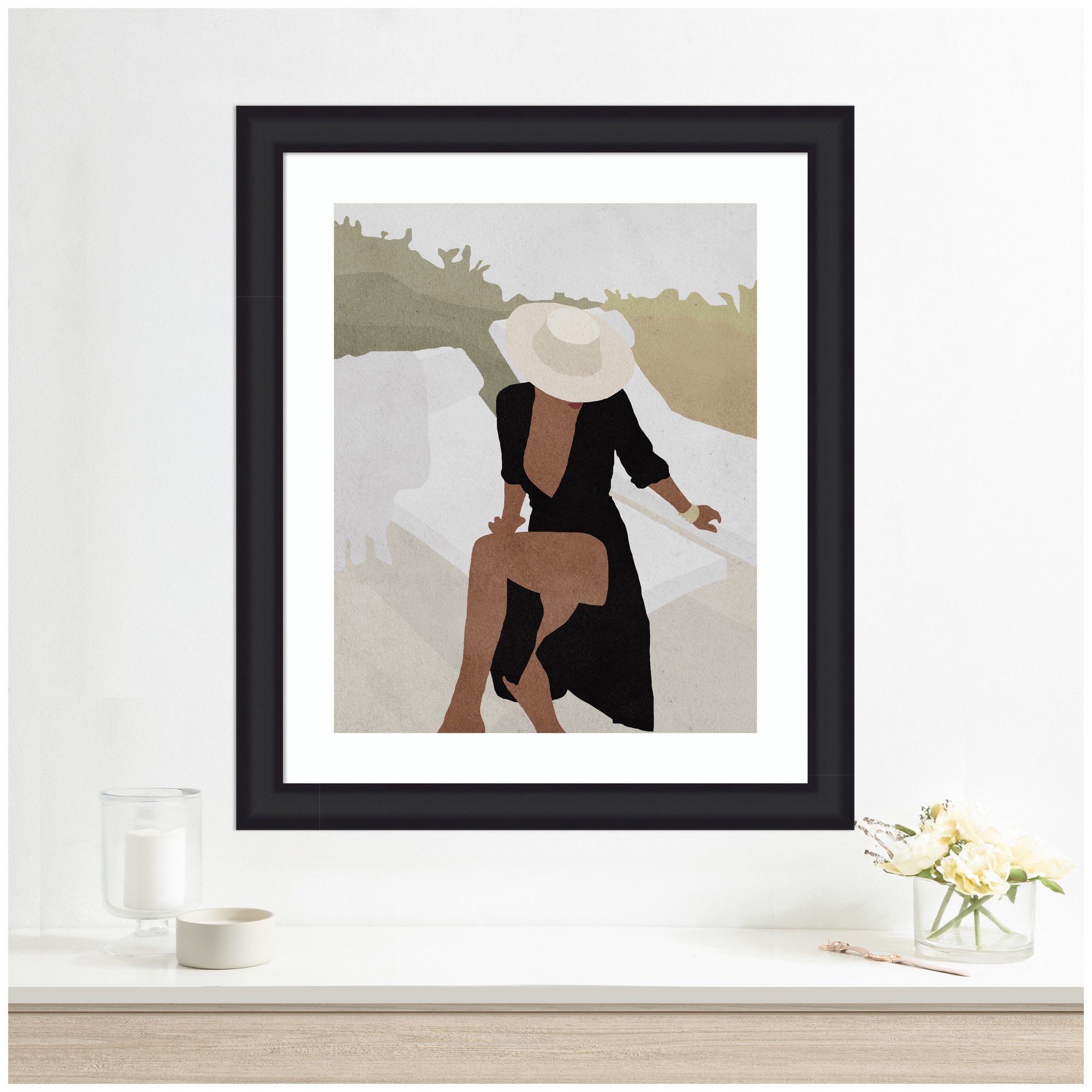 Framed Art Elegant Woman in Hat by July Art Prints