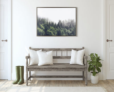 Sylvie Lush Green Forest On A Foggy Day Framed Canvas